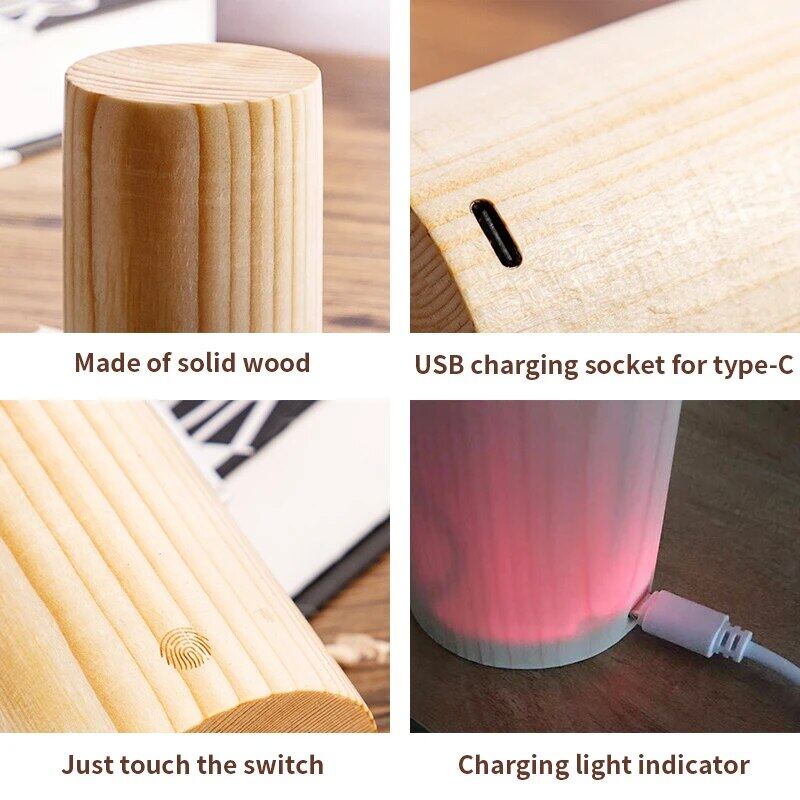 Modern Wood LED Night Light Minimalist Atmosphere Lamp