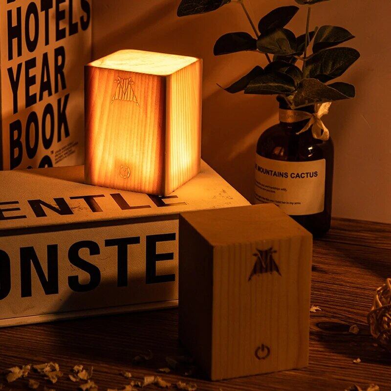 Modern Wood LED Night Light Minimalist Atmosphere Lamp