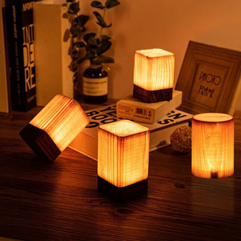Modern Wood LED Night Light Minimalist Atmosphere Lamp